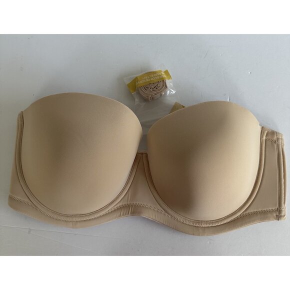 DELIMIRA Womens Strapless Push Up Bra Underwire Contour Multiway Plus 42DD Beige - Picture 1 of 6